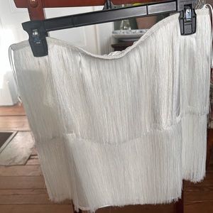 12th Tribe White Fringe Skirt - NWT - perfect for bridal/bachelorette!
